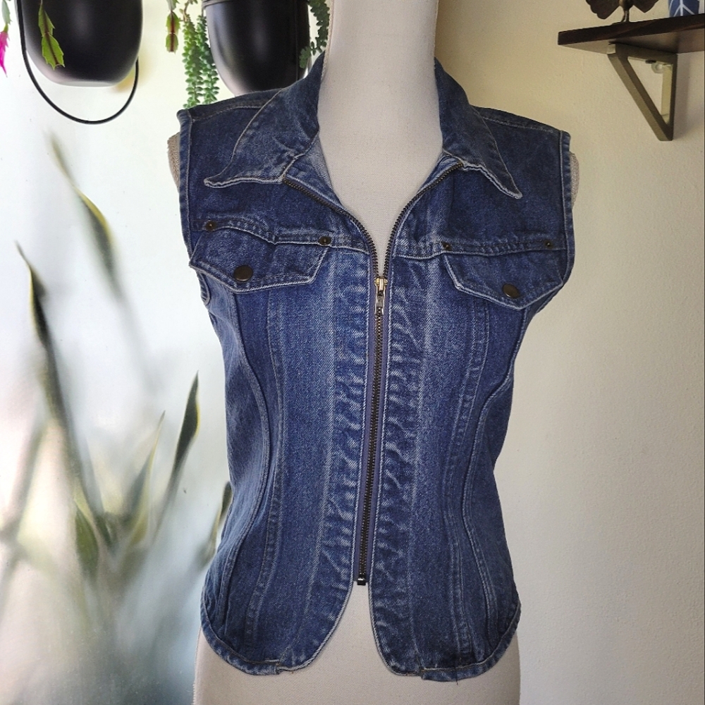 Vintage Collar Jean Vest